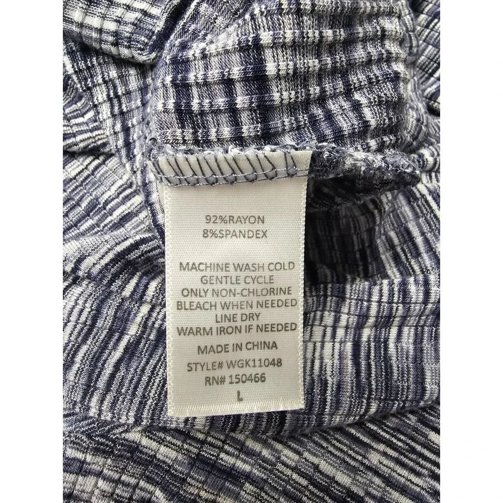 Market & Spruce Womens Long Sleeve Shirt Top Gray Size L Ribbed Vertically‎